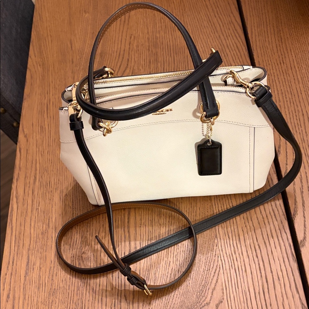 Coach Brooke Carryall Cream and Black Shoulder Bag
